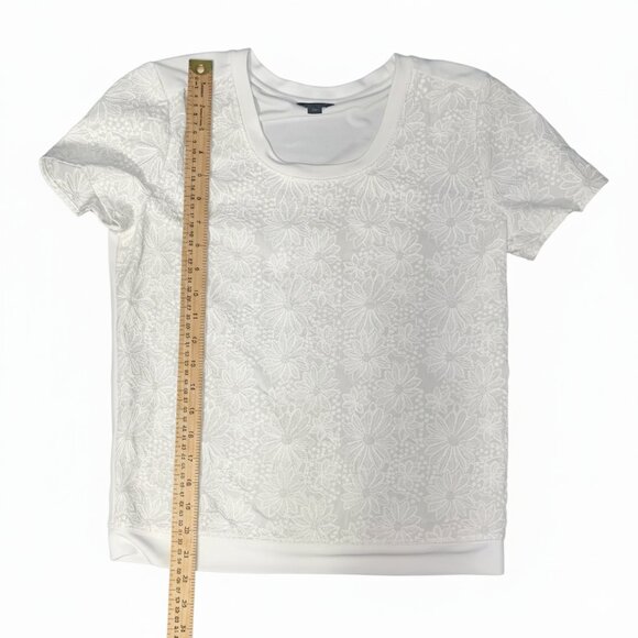Ann Taylor White Floral Lace Short Sleeve Top - Picture 4 of 8